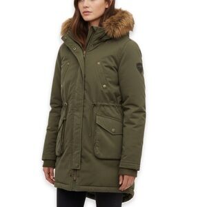 Pink Martini Olive Green Duvet Down Jacket Size Small